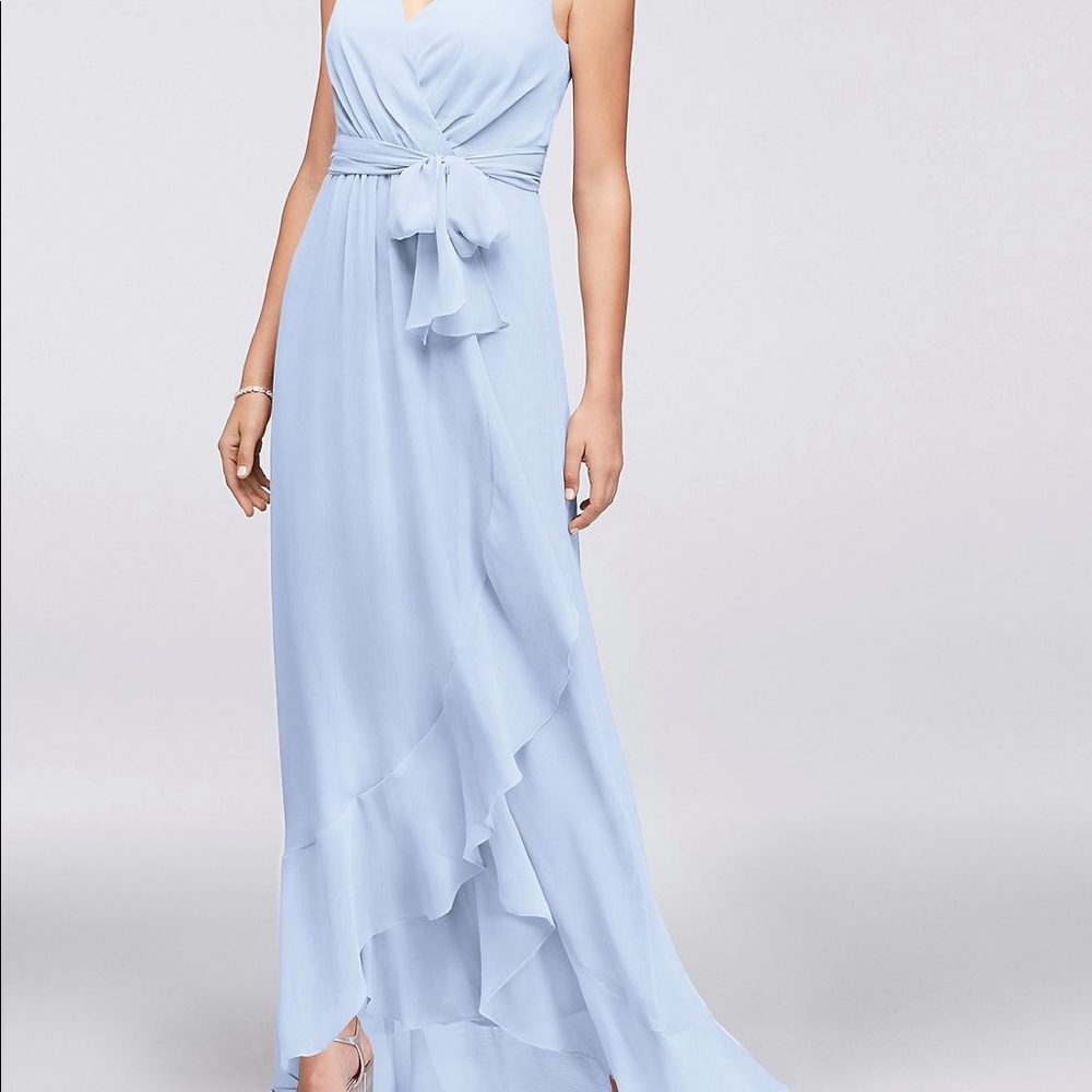 Blue David’s bridal faux wrap dress